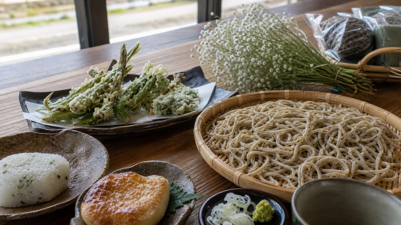 Illustrative soba meal evoking a stop at Choma-an