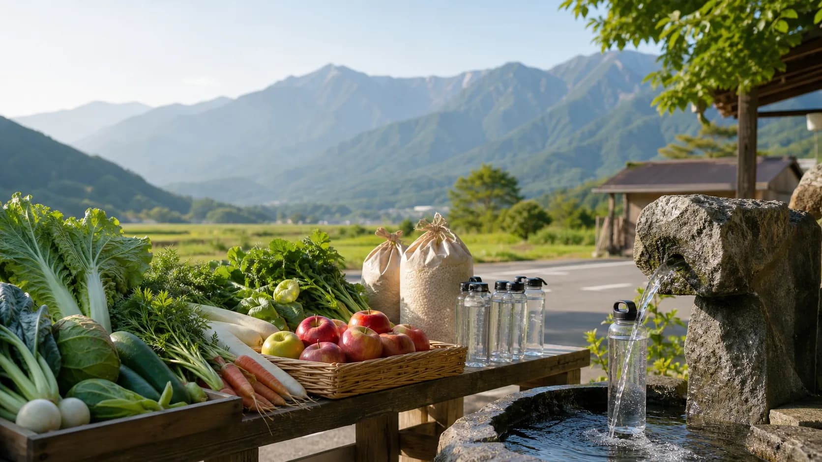 白州の名水と高原野菜をイメージした写真調画像