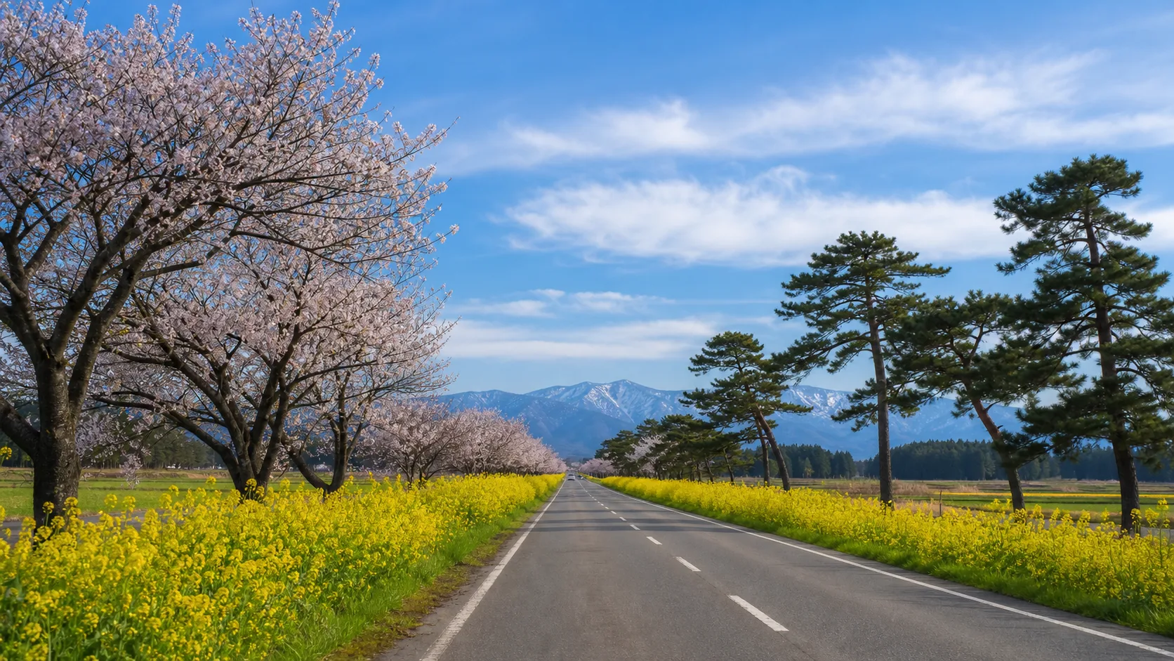 桜と菜の花ロードをイメージした春のドライブ道