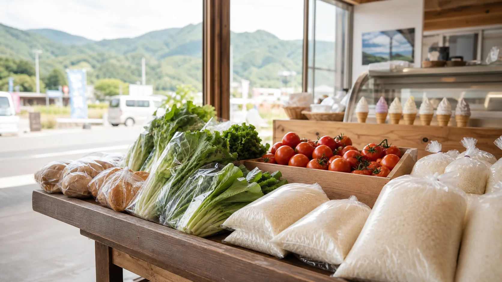 北川辺の米と地元野菜を選ぶ写真調イメージ