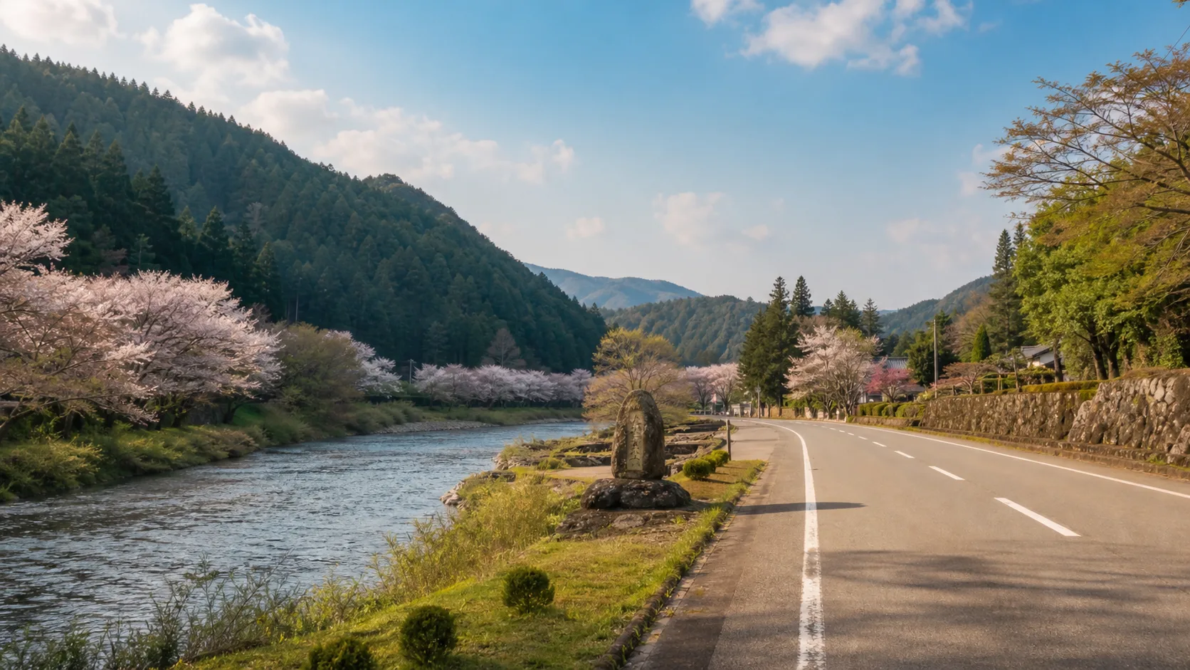 奥三河の川沿いと山あいへ車で向かう寄り道のイメージ写真