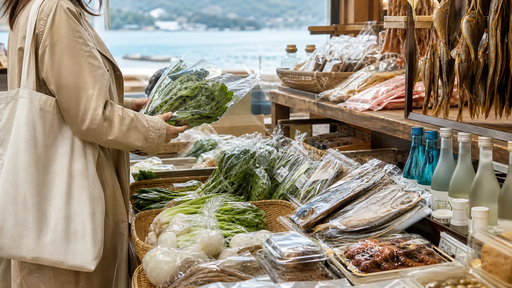 宮津の野菜、魚介、水産加工品、地酒を選ぶ直売所のイメージ写真