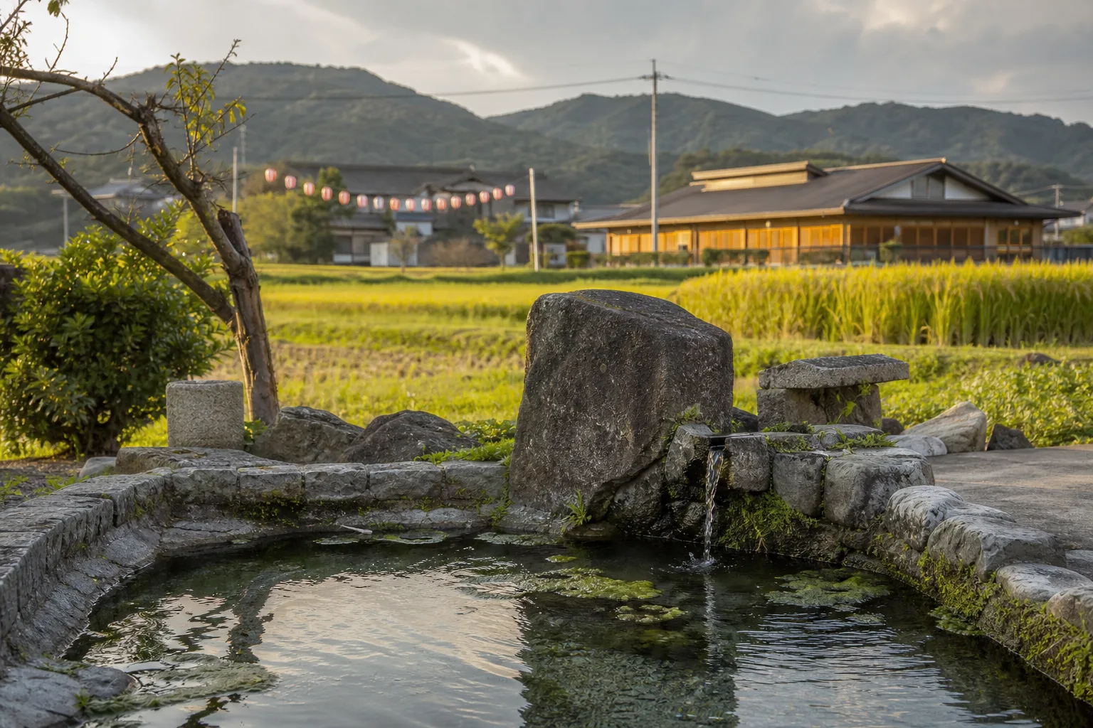 泌泉や温浴へつなぐ筑豊の寄り道を表す写真調イメージ