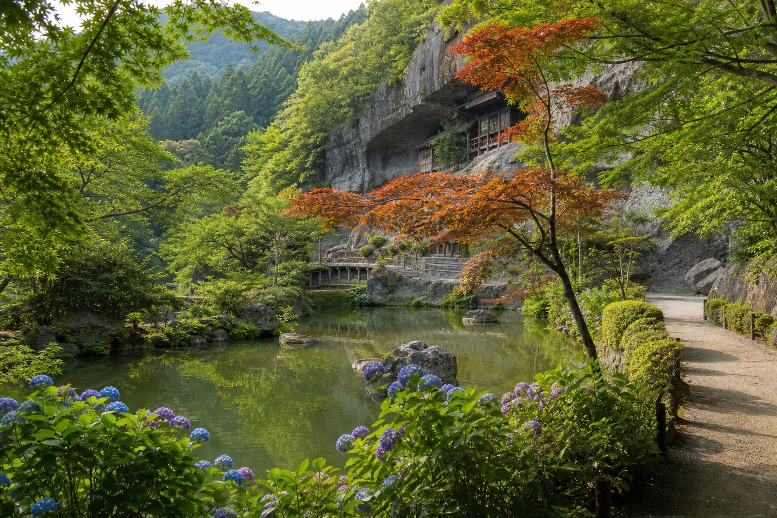 用作公園や普光寺へ向かう季節の寄り道をイメージした写真