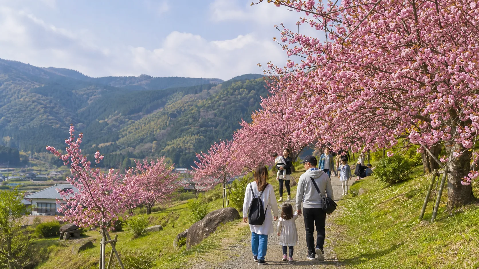 烏帽子岳のぼたん桜を思わせる写真調イメージ