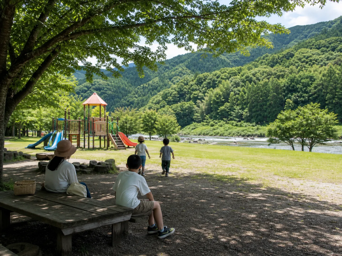 牧水公園への寄り道を想起させる家族向け公園の写真調イメージ