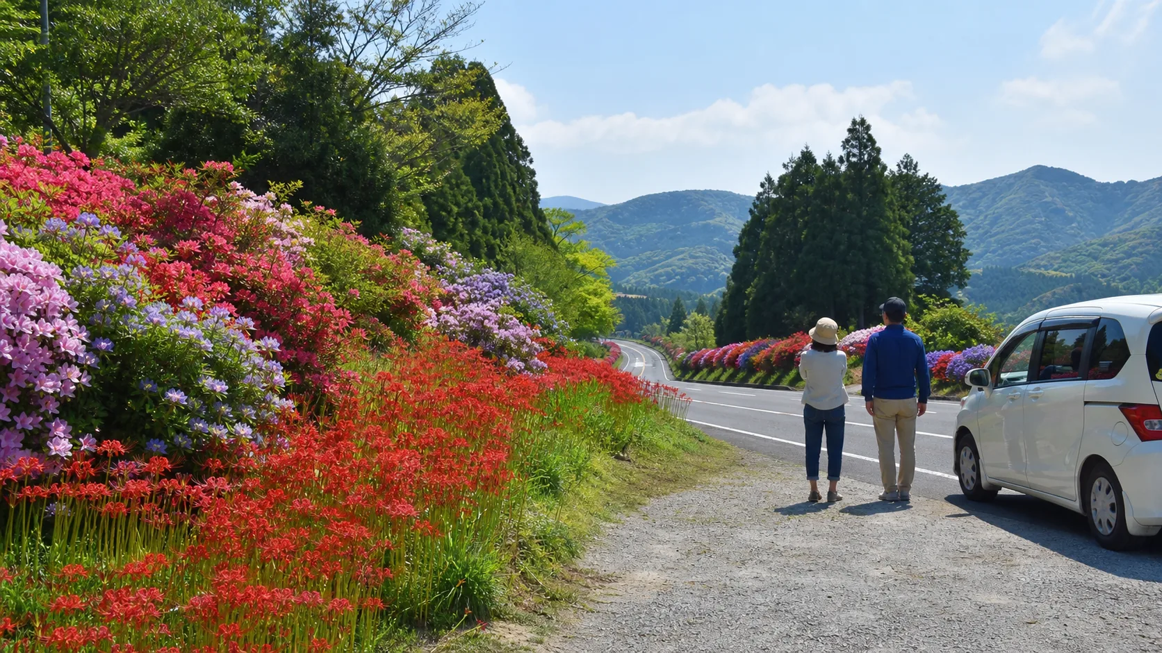 国道268号の花街道を車で巡る写真調イメージ